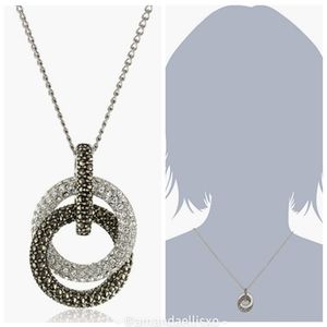 Judith Jack Sterling Silver Marcasite and Crystal Pave Knot Pendant Necklace